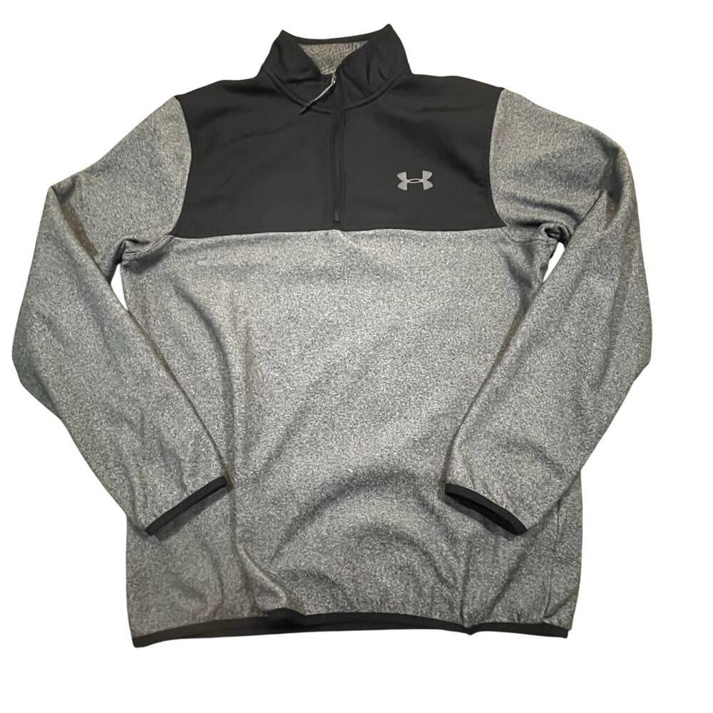 Under Armour ColdGear 1/4 Zip Pullover Gray Black Athletic Training Men M